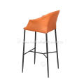 Orange saddle leather stainless steel bar stool